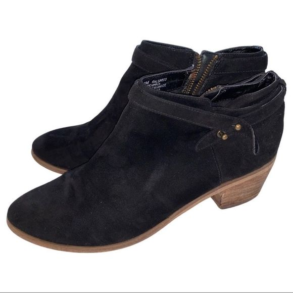 Used Malrose Market Booties Suede Black Woman Athleisure Wear Booties Comfy Warm - Picture 8 of 8